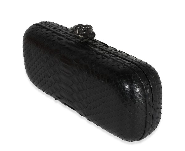 122108 sv Bottega Veneta Black Python Long Knot Clutch