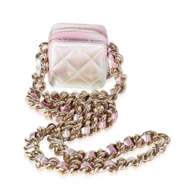 122116 pv Chanel Metallic Lambskin Quilted Coco Punk Cube Bag With Chain