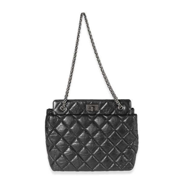 122167 fv Chanel Black Quilted Aged Calfskin Reissue Shopping Tote