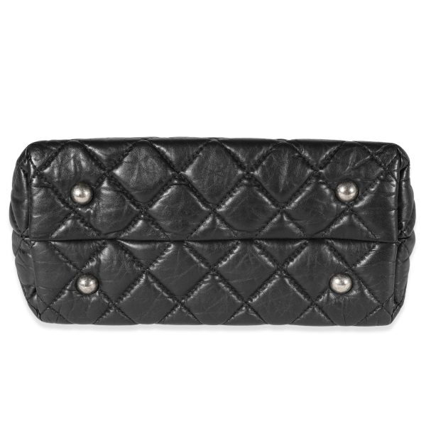 122167 stamp Chanel Black Quilted Aged Calfskin Reissue Shopping Tote