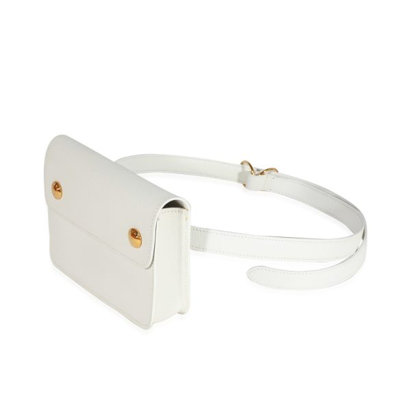 122205 sv Hermès Vintage White Evergrain Pochette Belt Bag GHW