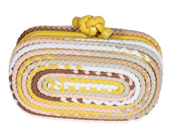 122209 pv Bottega Veneta Multicolor Braided Intrecciato Knot Clutch