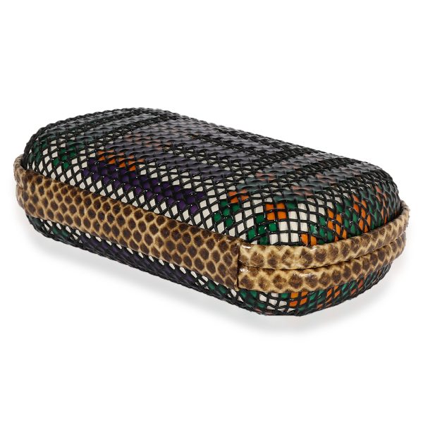 122210 box Bottega Veneta Multicolor Metal Mesh Python Knot Clutch