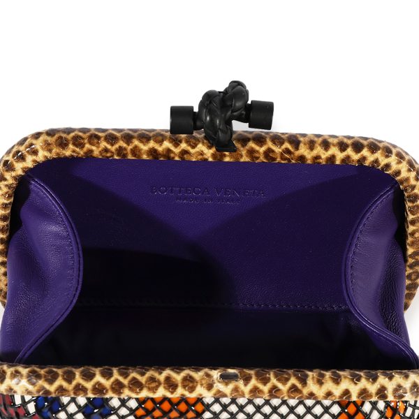 122210 bv Bottega Veneta Multicolor Metal Mesh Python Knot Clutch