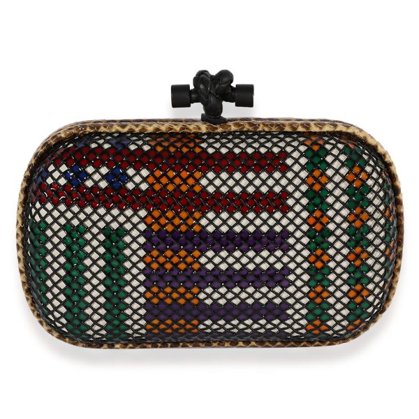 122210 fv Bottega Veneta Multicolor Metal Mesh Python Knot Clutch