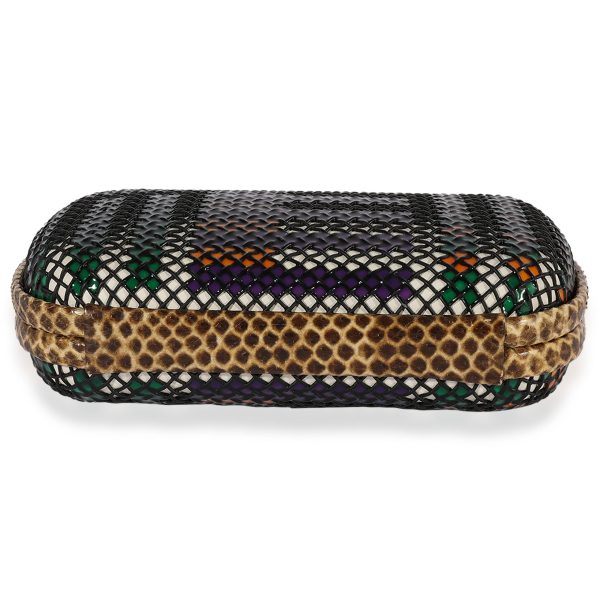 122210 stamp Bottega Veneta Multicolor Metal Mesh Python Knot Clutch