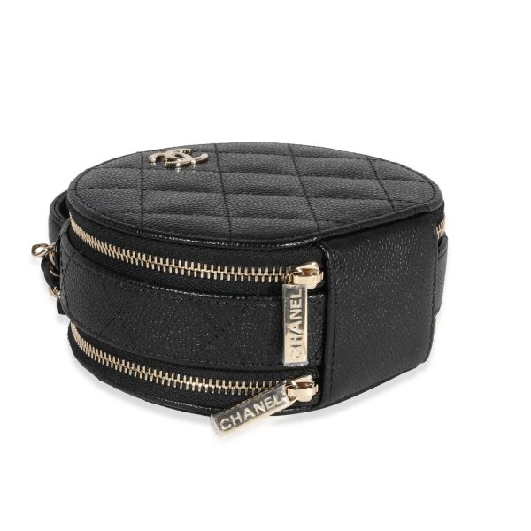 122273 clasp 9bf67148 dafb 4682 8b5e f99e9c8417ed Chanel Black Quilted Caviar Handle With Care Vanity Bag