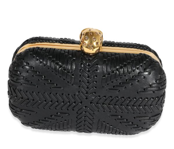 122279 pv 483d1bf9 3bb0 4ed8 9cb3 2da3c2cf72b7 Alexander McQueen Black Woven Leather Brittania Skull Box Clutch