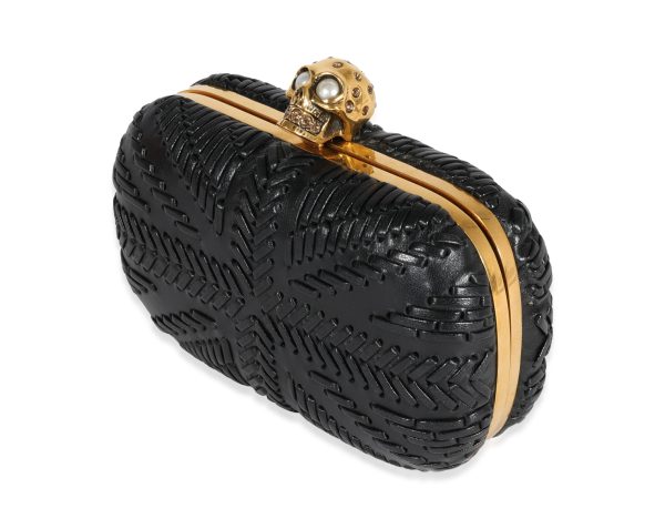 122279 sv c1c903b4 c387 40b2 8856 214fb88376c6 Alexander McQueen Black Woven Leather Brittania Skull Box Clutch