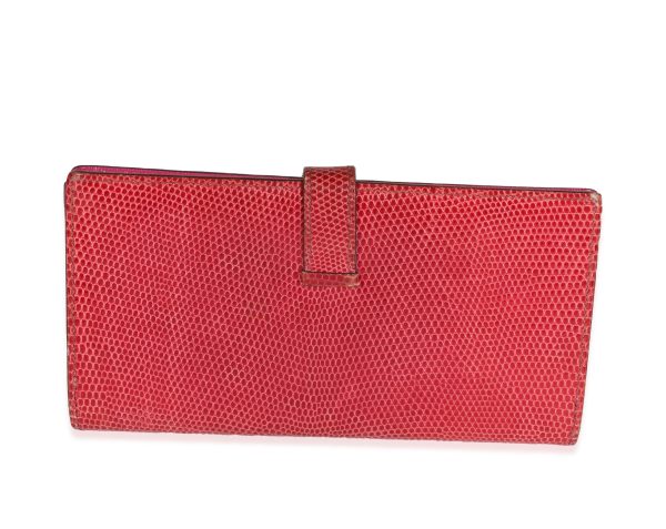 122291 pv Hermès Fuchsia Lizard Classic Bearn Wallet PHW