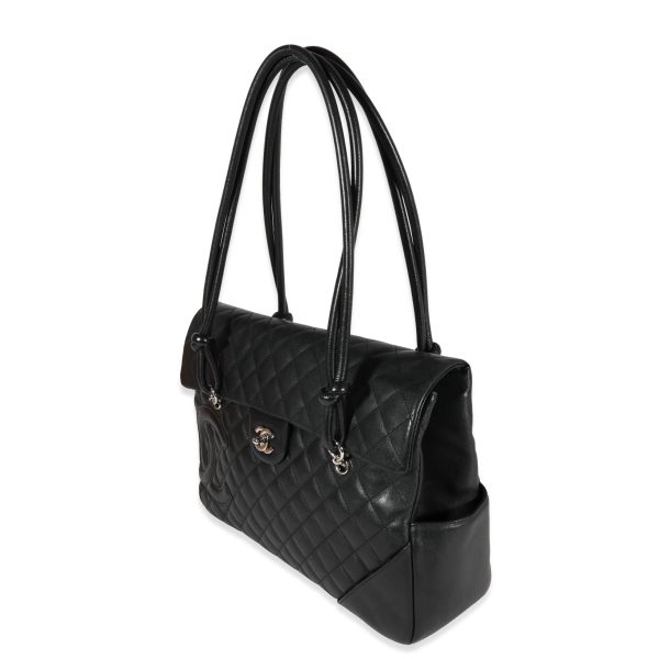 122293 sv 0500a6aa 443a 450f be7a 470a71099167 Black Quilted Lambskin Ligne Cambon Flap Bag