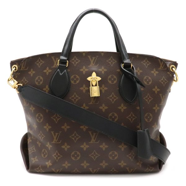 12230051 Louis Vuitton Monogram Flower Zipped Tote MM 2way Shoulder Bag Noir Black