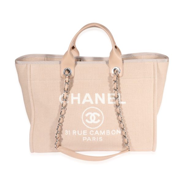 122467 fv Chanel Beige Canvas Leather Large Deauville Tote