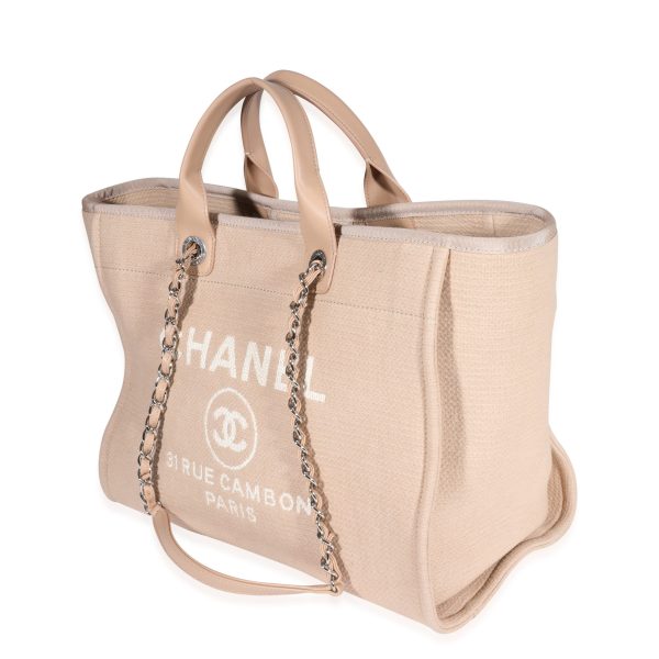 122467 sv Chanel Beige Canvas Leather Large Deauville Tote