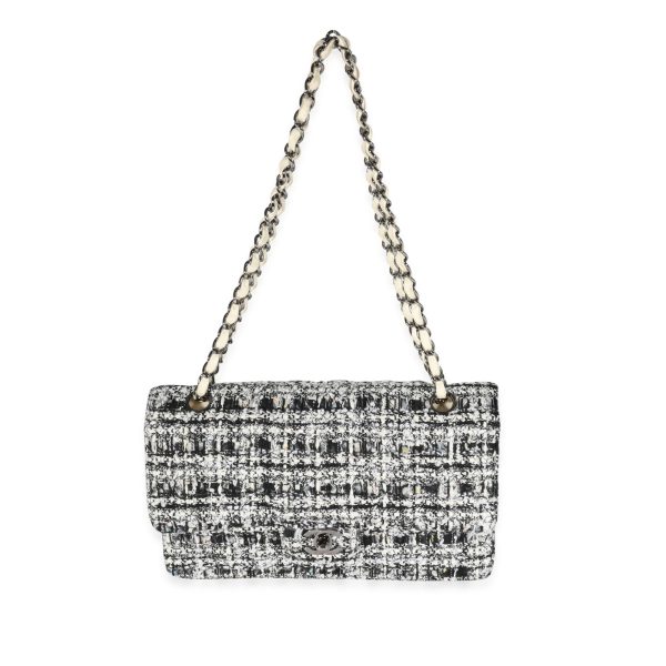 122483 bv Chanel Black White Tweed Medium Classic Double Flap Bag