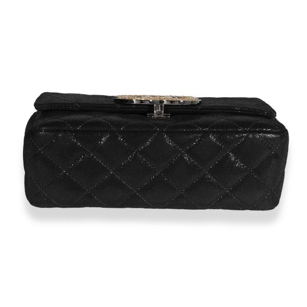 122493 box ee5e3579 c11d 493e a8a7 adb6051b00f0 Chanel Black Quilted Nubuck Crystal CC Flap Bag