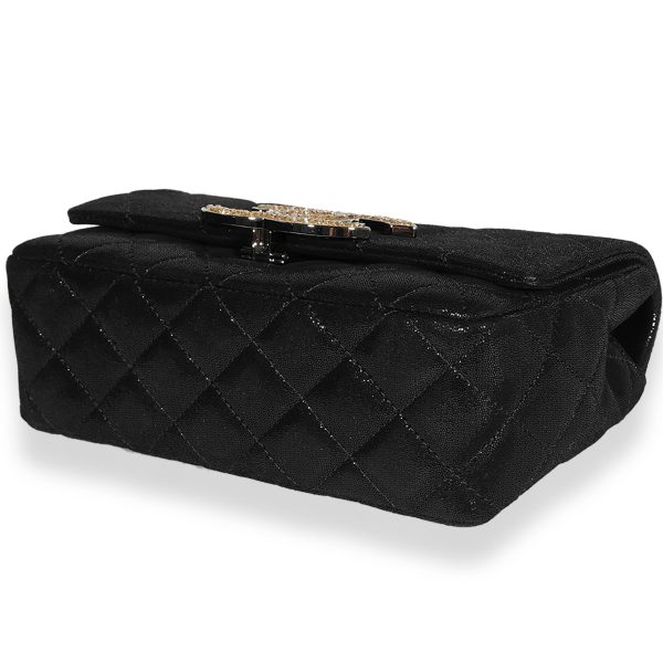 122493 clasp 25474b70 a38a 40a8 9a39 0db60fe8add4 Chanel Black Quilted Nubuck Crystal CC Flap Bag