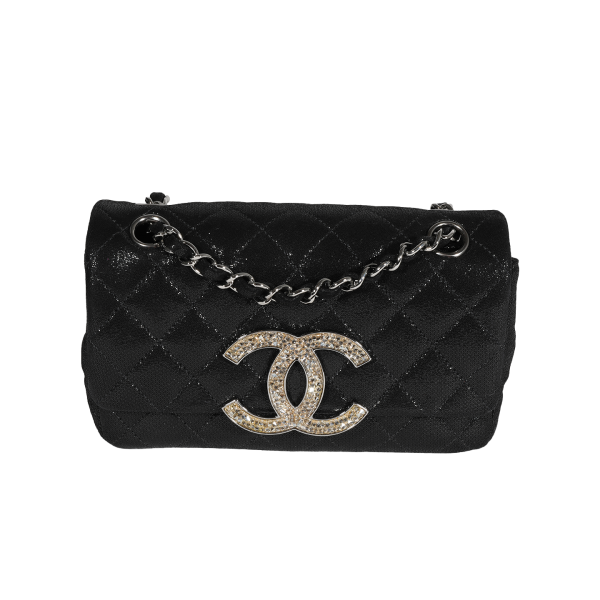 122493 fv 2ceebb7a 0ca6 447d a632 741bba5d3f4d Chanel Black Quilted Nubuck Crystal CC Flap Bag