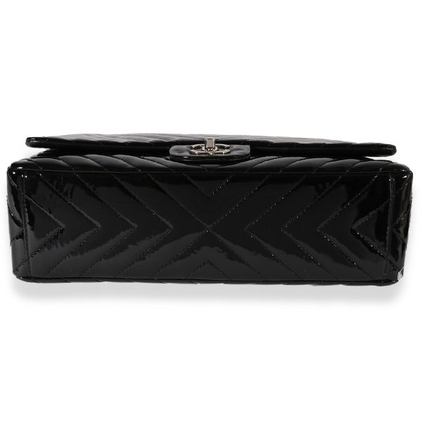 122544 stamp 16f1890f 6e45 417e bb95 83d42110af8d Chanel Black Patent Leather Chevron Quilted Maxi Classic Single Flap Bag