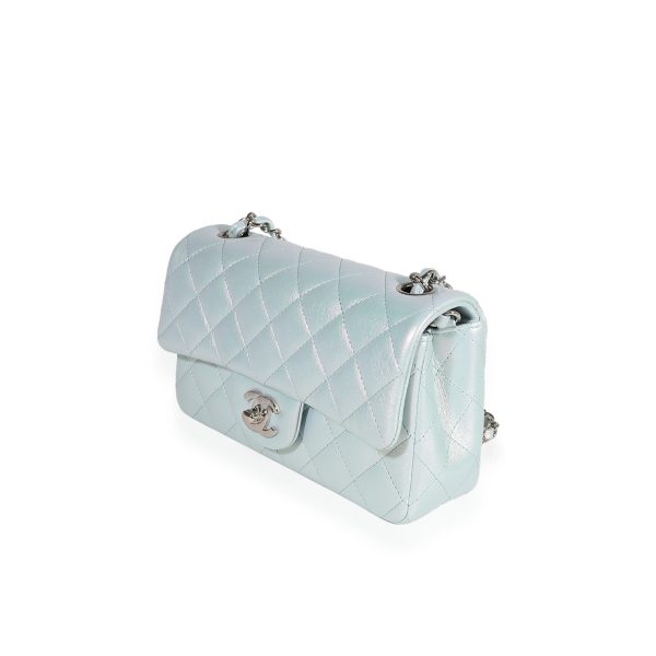 122589 sv 488a0ad6 b15d 418f bc80 311143e2ebdf Chanel Iridescent Light Blue Quilted Calfskin Mini Rectangular Classic Flap