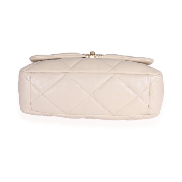 122672 box cd130db0 8535 488b 9ac5 1c19716e441a Chanel Beige Quilted Lambskin Chanel 19 Maxi Flap Bag