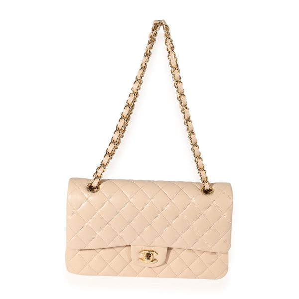 122678 bv Chanel Beige Quilted Lambskin Medium Classic Double Flap Bag