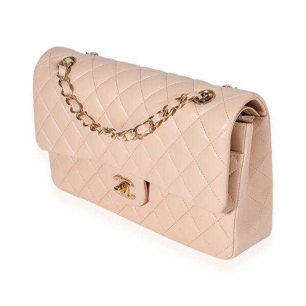 122678 sv Chanel Beige Quilted Lambskin Medium Classic Double Flap Bag