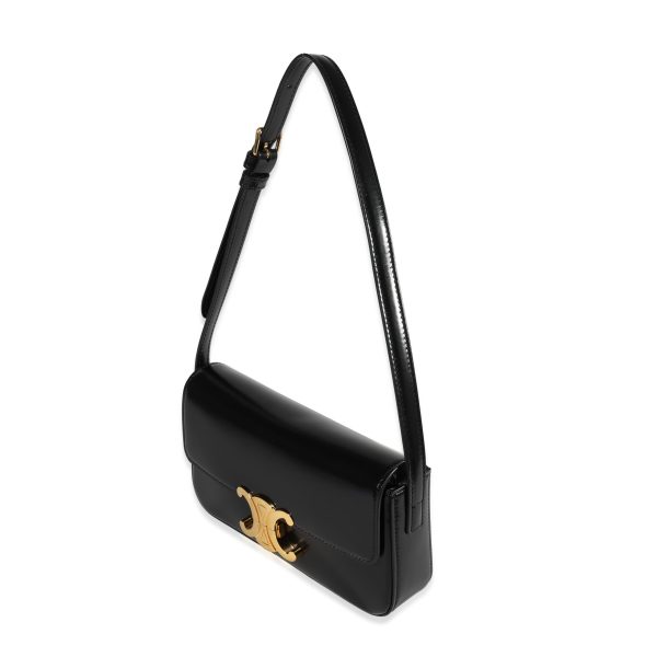 122740 sv fdca4932 7f3b 4b66 aba2 c3357827a611 Celine Black Shiny Calfskin Triomphe Shoulder Bag