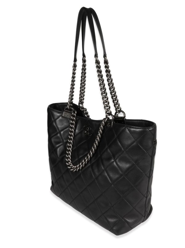 122795 sv 02d4dee5 99ee 4d83 a6aa 0c2847d1020c Chanel Black Quilted Calfskin Shopping In Chains Tote