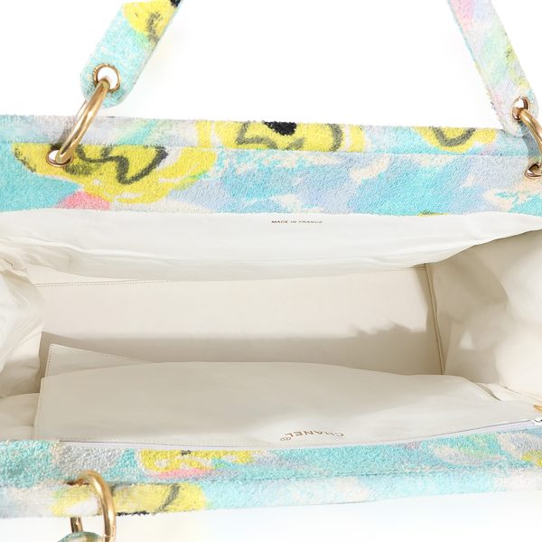 122800 ad1 Chanel Multicolor Floral Print Terrycloth Frame Tote