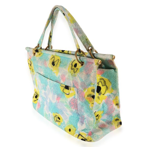 122800 sv Chanel Multicolor Floral Print Terrycloth Frame Tote