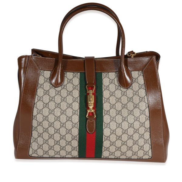 122829 fv Gucci GG Supreme Web Jackie 1961 Large Tote