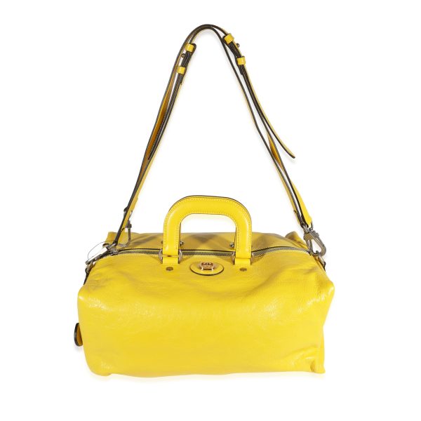 122839 bv Gucci Yellow Soft Crinkled Leather Convertible Backpack Satchel