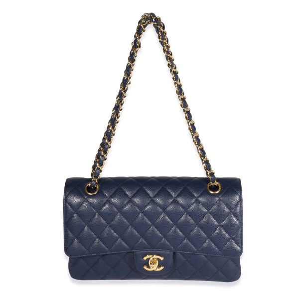 122883 bv Chanel Navy Quilted Caviar Medium Classic Double Flap Bag