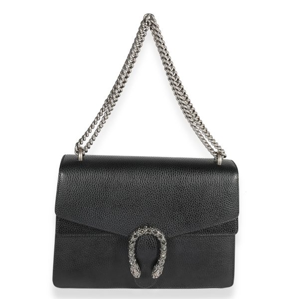 122924 bv Gucci Black Grained Leather Medium Dionysus Shoulder Bag