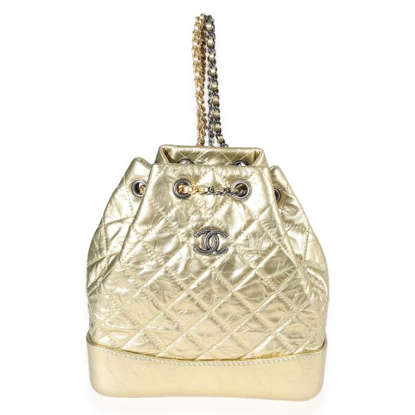 123033 fv ebd2e3aa cadf 4b8e bf47 898bc2eafa17 Chanel Metallic Gold Quilted Calfskin Small Gabrielle Backpack