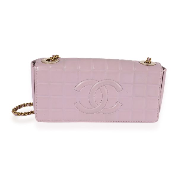 123057 fv Chanel Lavender Leather Chocolate Bar CC Crossbody