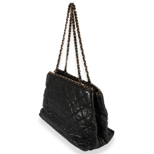 123137 sv Chanel Black Quilted Lambskin Chain Around Timeless Tote