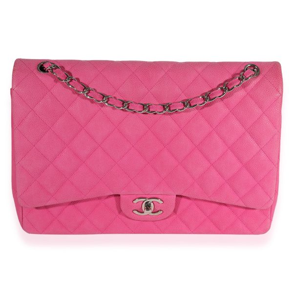 123156 fv 87a71109 8a09 4929 adc0 5a1c2d64577e Chanel Hot Pink Quilted Matte Caviar Maxi Classic Double Flap Bag