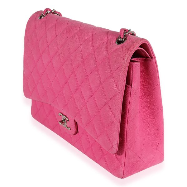 123156 sv 6bb49b40 11d9 4638 ae88 e48466a778b8 Chanel Hot Pink Quilted Matte Caviar Maxi Classic Double Flap Bag