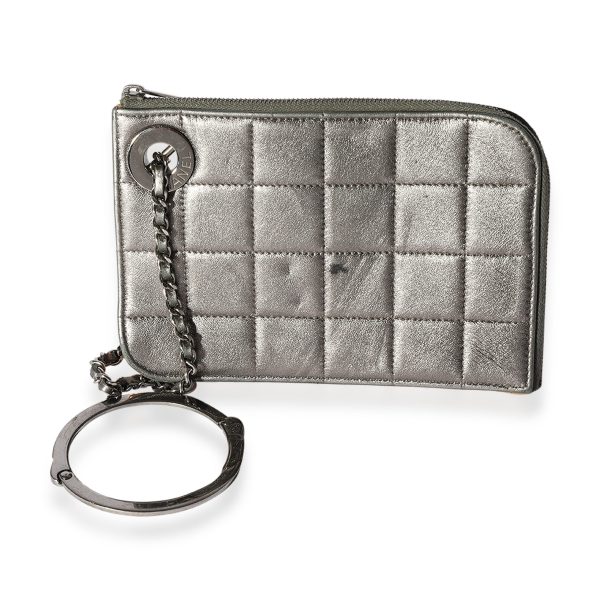 123161 fv Chanel Metallic Chocolate Bar Leather Handcuff Wristlet