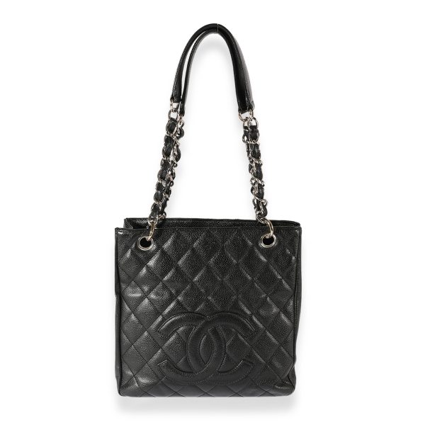 123164 fv Chanel Black Quilted Caviar Petite Shopping Tote