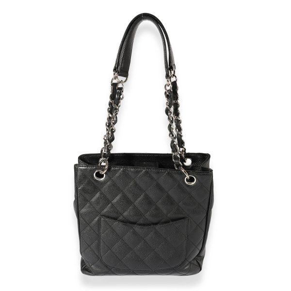 123164 pv Chanel Black Quilted Caviar Petite Shopping Tote