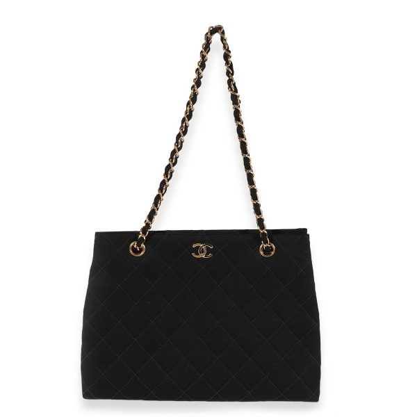 123165 fv 9667639f 8aa1 4ff6 b858 3b200aecc0d8 Chanel Black Quilted Grosgrain Chain Shopping Tote