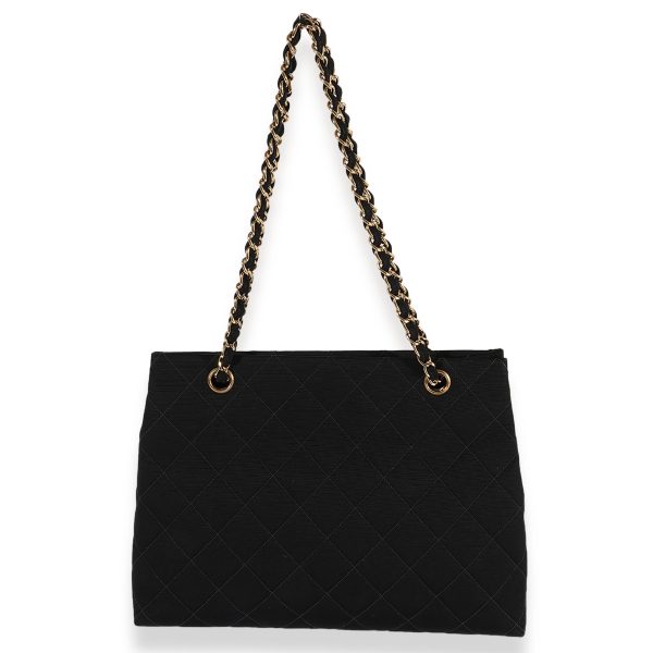 123165 pv 4d4f8c93 0165 4579 bf96 bf250c6e2533 Chanel Black Quilted Grosgrain Chain Shopping Tote