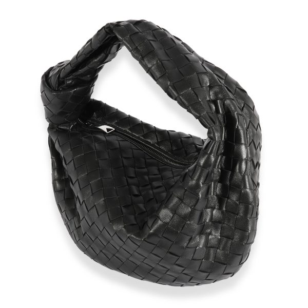 123376 sv Bottega Veneta Black Intrecciato Leather Teen Jodie