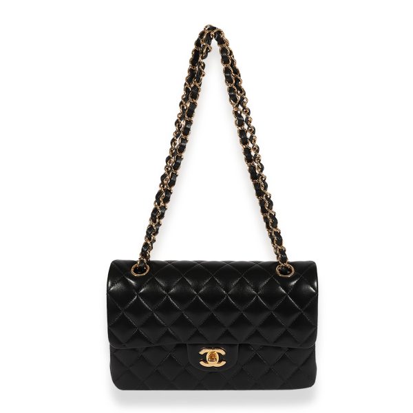 123407 bv Chanel Black Quilted Lambskin Small Classic Double Flap Bag