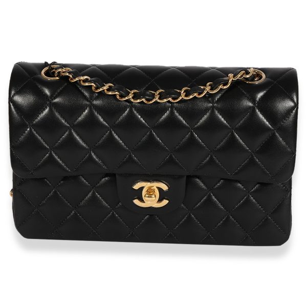 123407 fv Chanel Black Quilted Lambskin Small Classic Double Flap Bag