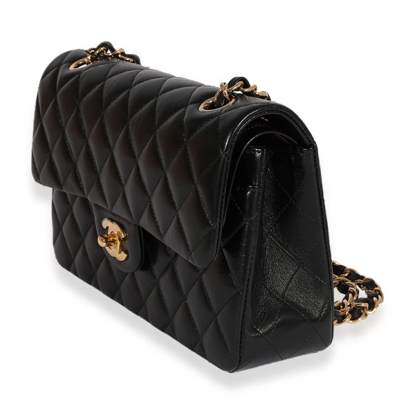 123407 sv Chanel Black Quilted Lambskin Small Classic Double Flap Bag