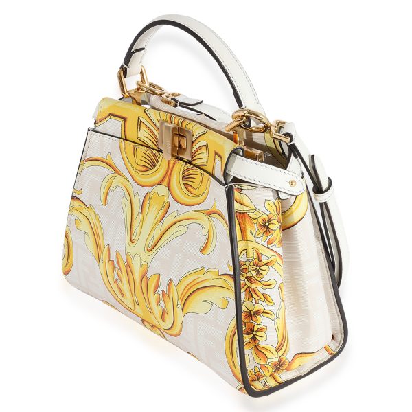 123408 sv Fendi x Versace Fendace Gold Baroque White FF Motif Mini Peekaboo